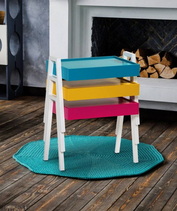 ensemble table a bois multiple colour 3 pièce