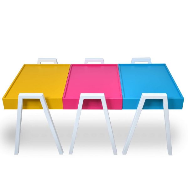 ensemble table a bois multiple colour 3 pièce – Image 3