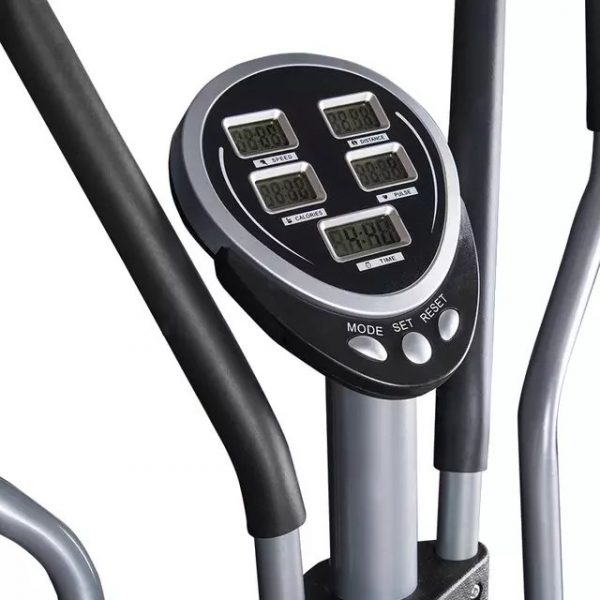 VÉLO ELLIPTIQUE VERTICAL VÉLO D'APPARTEMENT 2 EN 1 ÉCRAN LCD MULTIFONCTION HAUTEUR U0026 RÉSISTANCE RÉGLABLE ACIER NOIR – Image 3