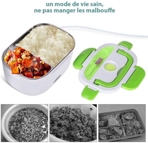 Box Chauffante Électrique Boîte Alimentaires en Acier Inoxydable pour Chauffage à la Maison et dans La Voiture