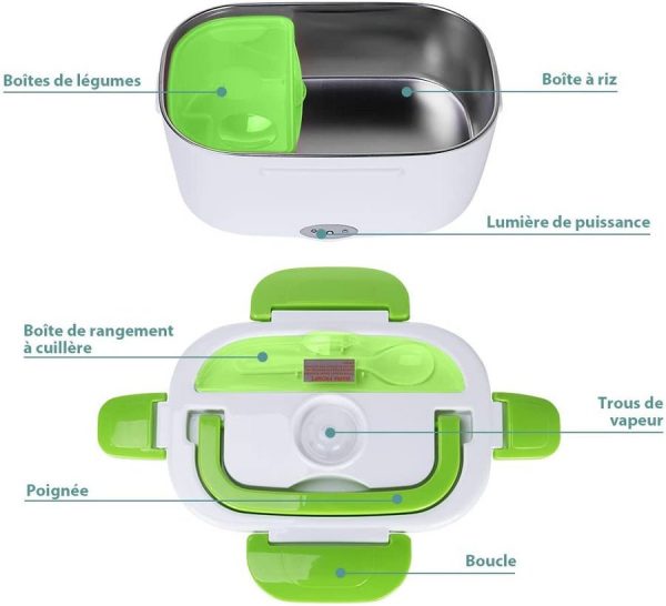 Box Chauffante Électrique Boîte Alimentaires en Acier Inoxydable pour Chauffage à la Maison et dans La Voiture – Image 3