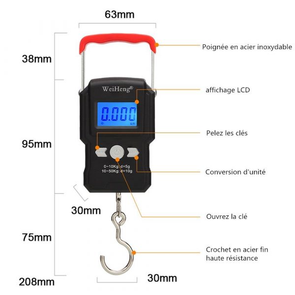 Balance A Crochet Suspendue, Double Precision, Retroeclairage De L'Ecran Lcd, 50Kg – Image 3