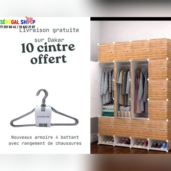 Armoire 4 battant avec rangement de chaussures