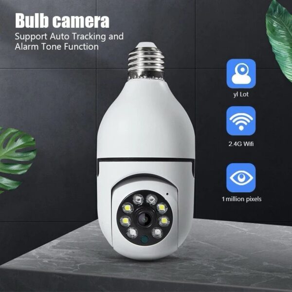 Caméra Surveillance E27 1080P Smart Home Caméra de vision nocturne infrarouge couleur WiFi 2,4 GHz / 5G – Image 2