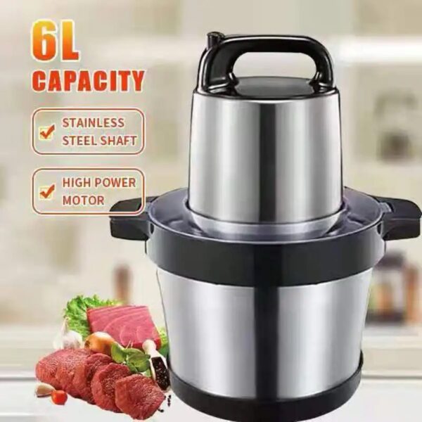 Hachoir à viande multifonction en acier inoxydable, 6L, 220V, 1000W, mixeur de légumes, robot culinaire pour centre commercial – Image 4