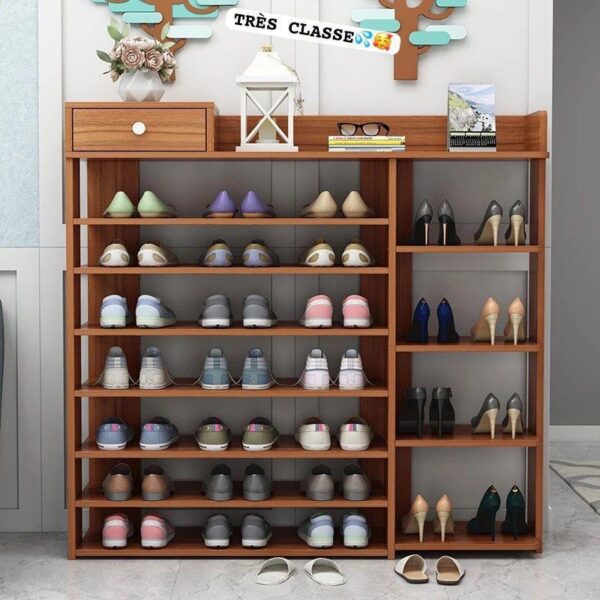 Étagère à chaussures de grande capacité pour économiser de l'espace - Meuble à chaussures pour la maison ou la chambre à coucher - Sans porte - Anti-poussière – Image 2