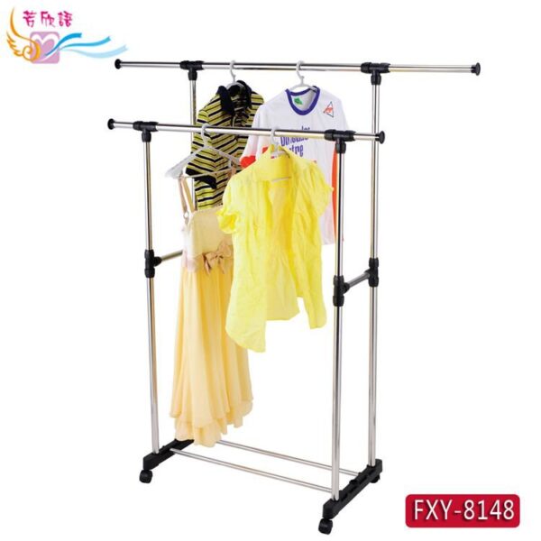 PENDERIE DOUBLE BARRE Portant à vêtements avec 4 Roulettes – Image 2