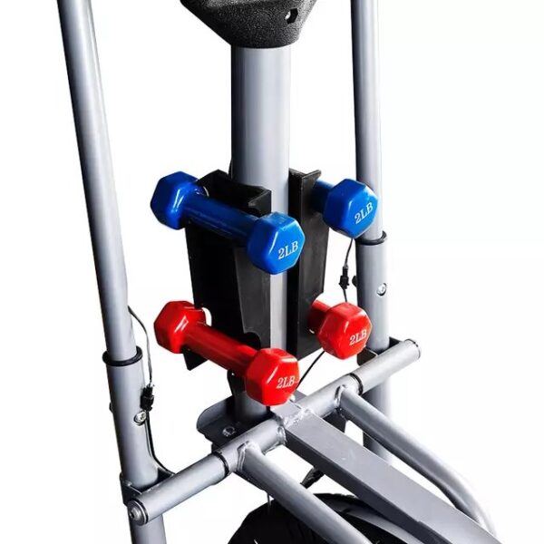 VÉLO ELLIPTIQUE VERTICAL VÉLO D'APPARTEMENT 2 EN 1 ÉCRAN LCD MULTIFONCTION HAUTEUR U0026 RÉSISTANCE RÉGLABLE ACIER NOIR – Image 4