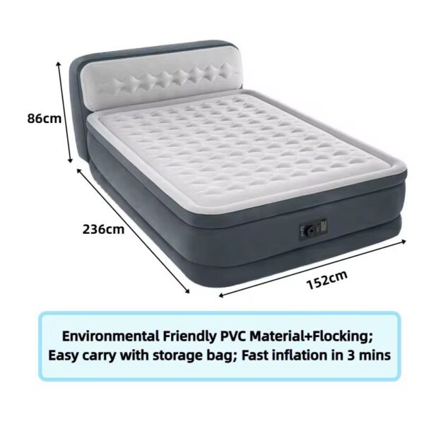 Matelas Gonflable 2 Personnes avec Pompe Électrique Intégrée, Lit Gonflable, Auto-Gonflage/Dégonflage Rapide pour Invités, Camping, 203 x 152 x 46 cm, – Image 2
