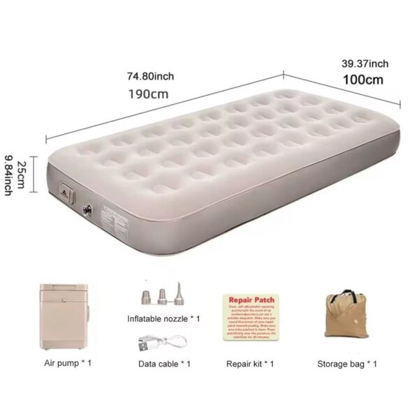 Matelas Gonflable 2 Personnes avec Pompe Électrique Intégrée, Lit Gonflable, Auto-Gonflage/Dégonflage Rapide pour Invités, Camping, 203 x 152 x 46 cm,