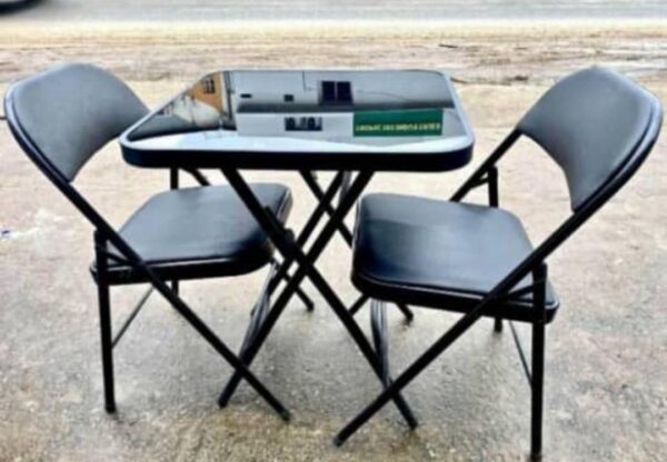 Tabouret de bar pliable avec dossier, chaise  rembourrée pour adultes, portable, noir, pour extérieur, intérieur, cuisine, magasin, café – Image 3
