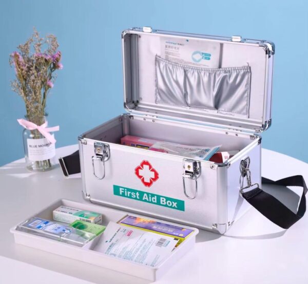 Petite boîte à médicaments en alliage d'aluminium, boîte à médicaments familiale, boîte à médicaments polyvalente d'urgence – Image 2