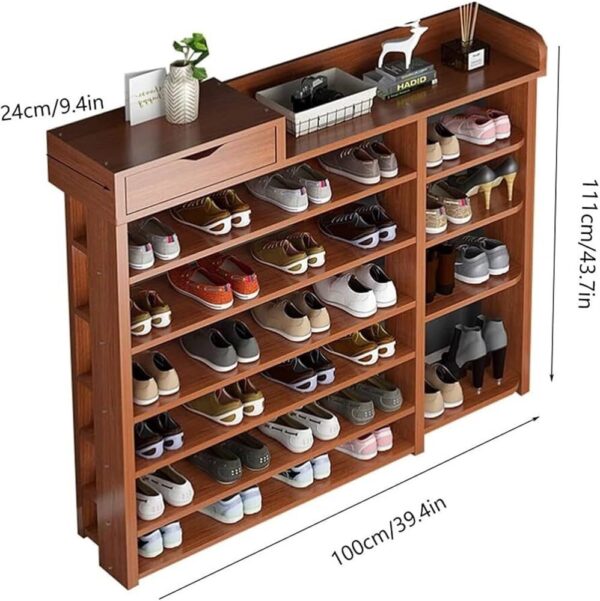 Étagère à chaussures de grande capacité pour économiser de l'espace - Meuble à chaussures pour la maison ou la chambre à coucher - Sans porte - Anti-poussière – Image 3